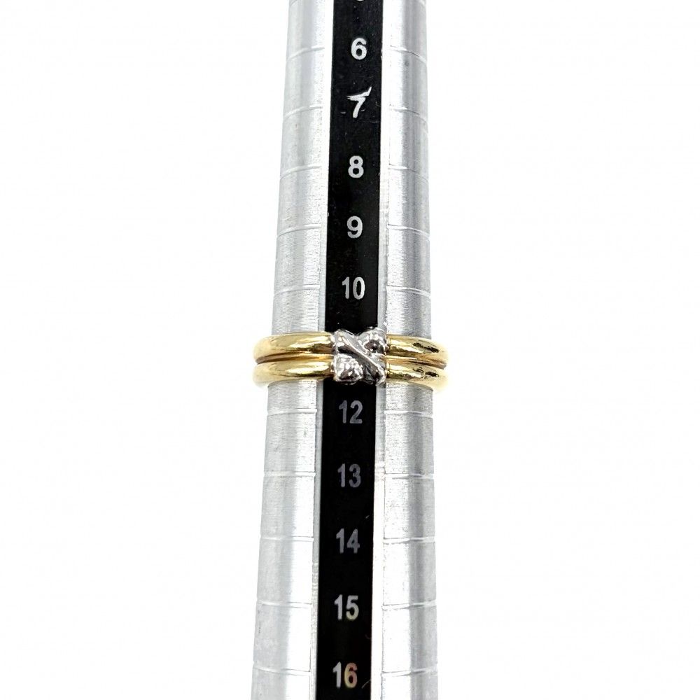 Tiffany & Co Ring Signature 18K Yellow Gold White Gold Diamond — view 5