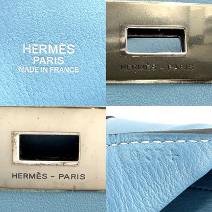 Hermes 2-Way Shoulder Crossbody Toolbox 26 Bag Leather Blue Silver — view 5