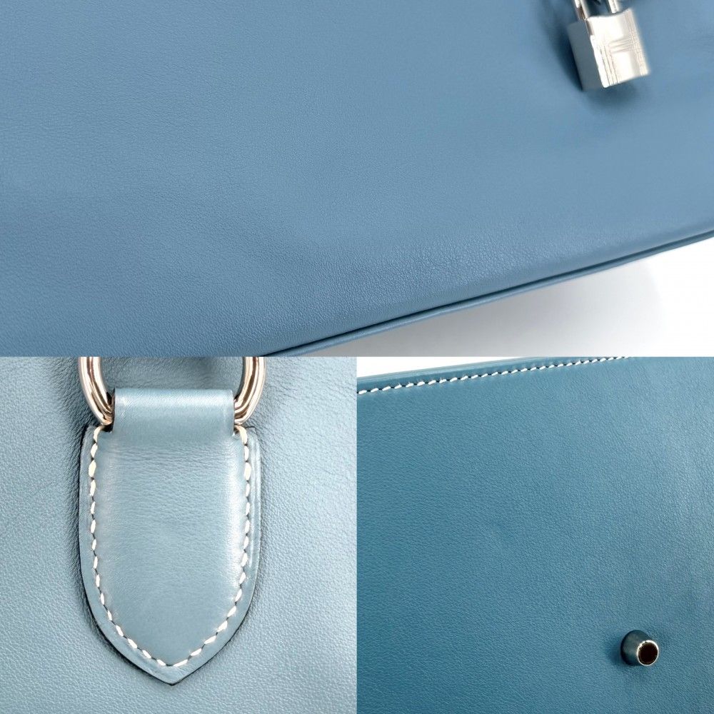 Hermes 2-Way Shoulder Crossbody Toolbox 26 Bag Leather Blue Silver — view 7
