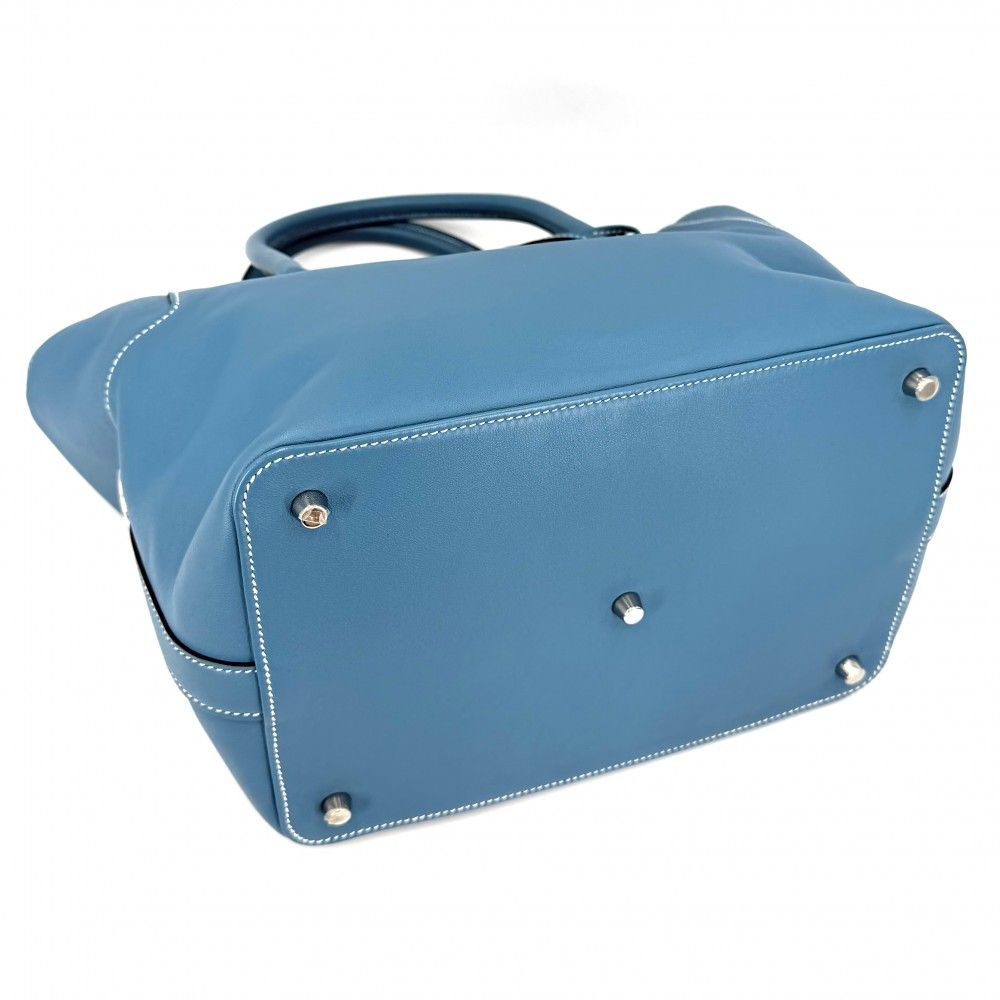Hermes 2-Way Shoulder Crossbody Toolbox 26 Bag Leather Blue Silver — view 3