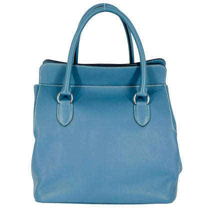 Hermes 2-Way Shoulder Crossbody Toolbox 26 Bag Leather Blue Silver — view 2