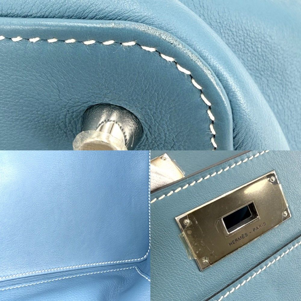 Hermes 2-Way Shoulder Crossbody Toolbox 26 Bag Leather Blue Silver — view 6