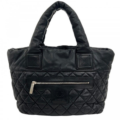 Chanel Handbag Coco Cocoon Leather Black Silver