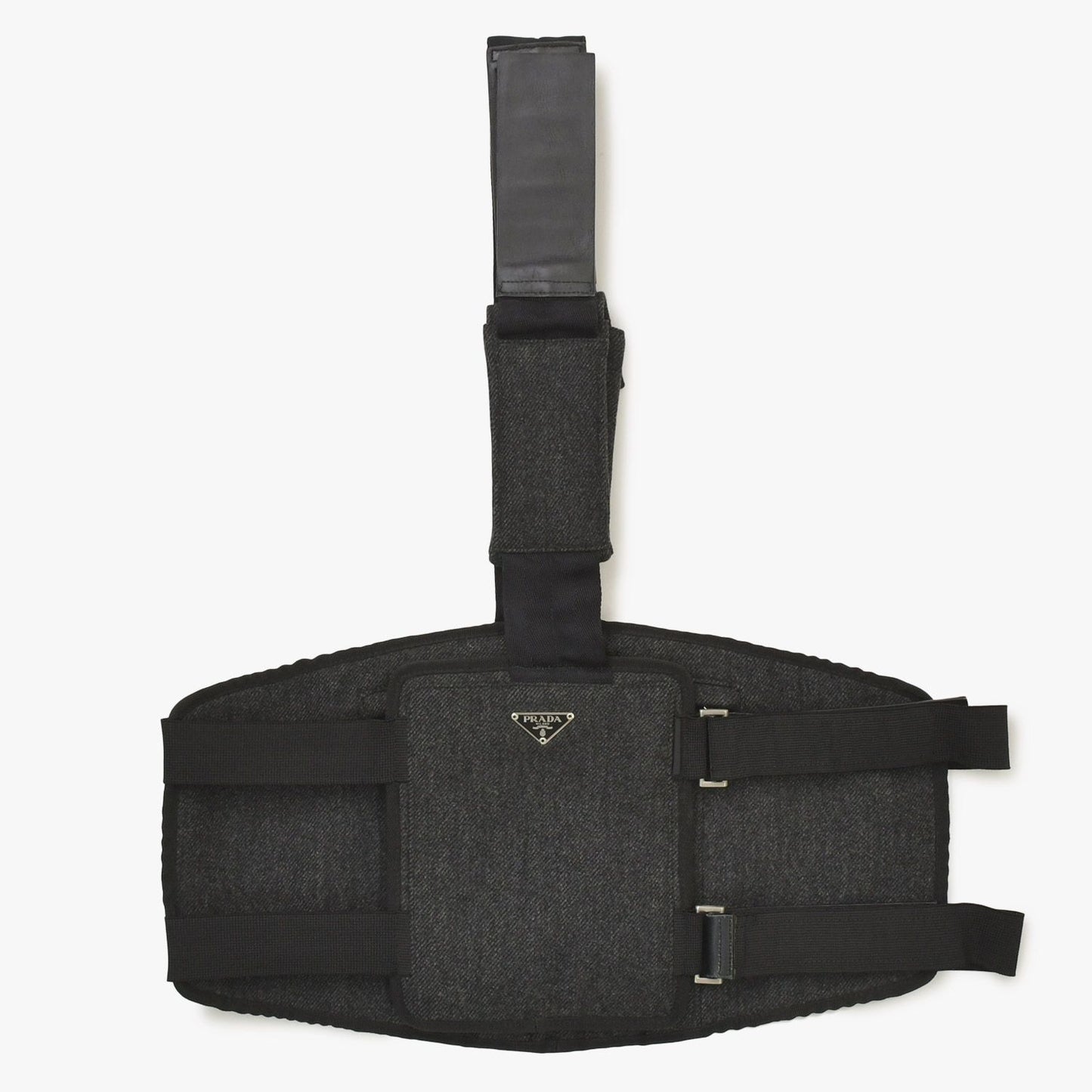 Prada Belt Bag Harness Triangle Logo Gray Black Silver