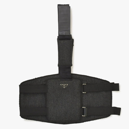 Prada Belt Bag Harness Triangle Logo Gray Black Silver
