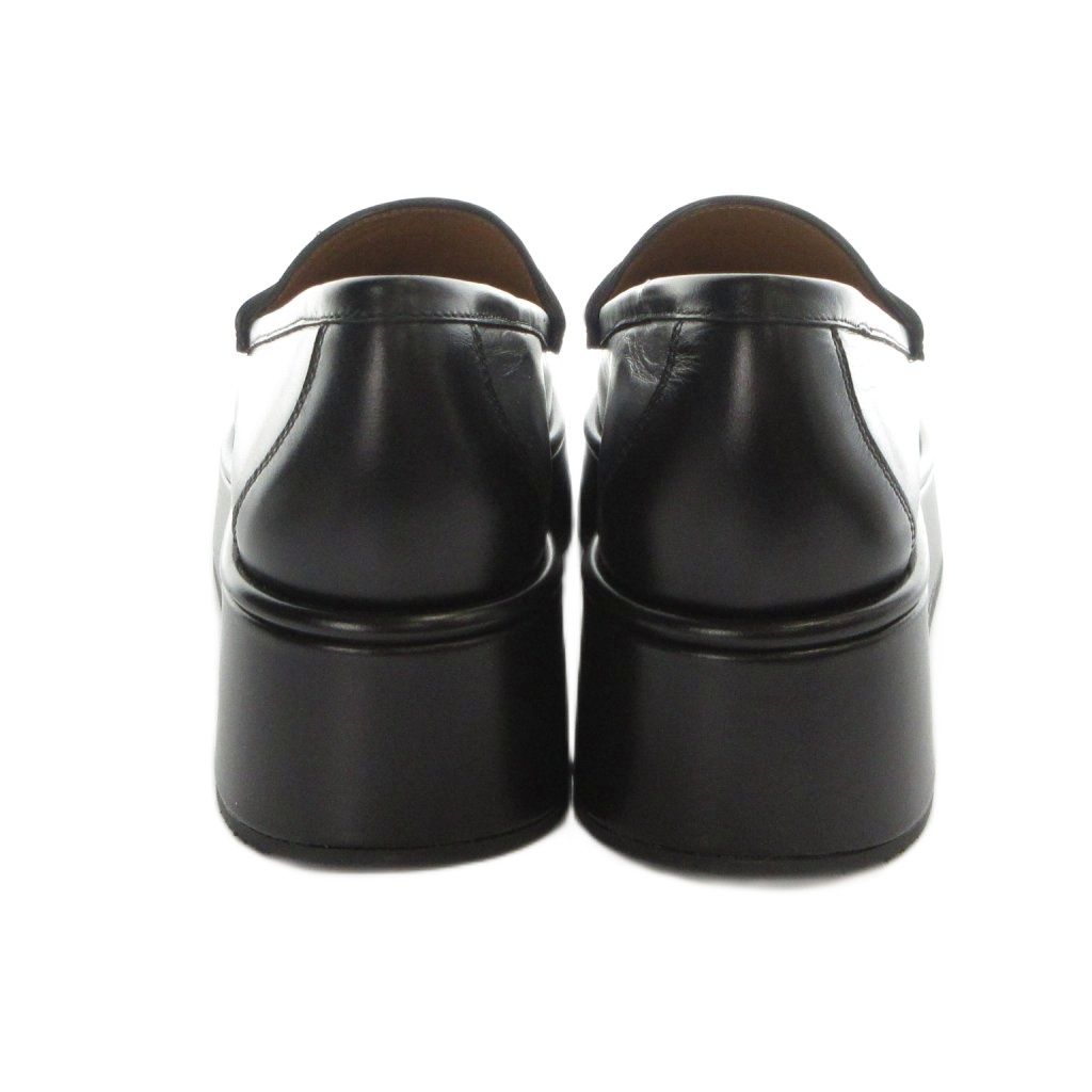 Gucci Platform Loafers Moccasins Horsebit Leather Logo Black 38 — view 5