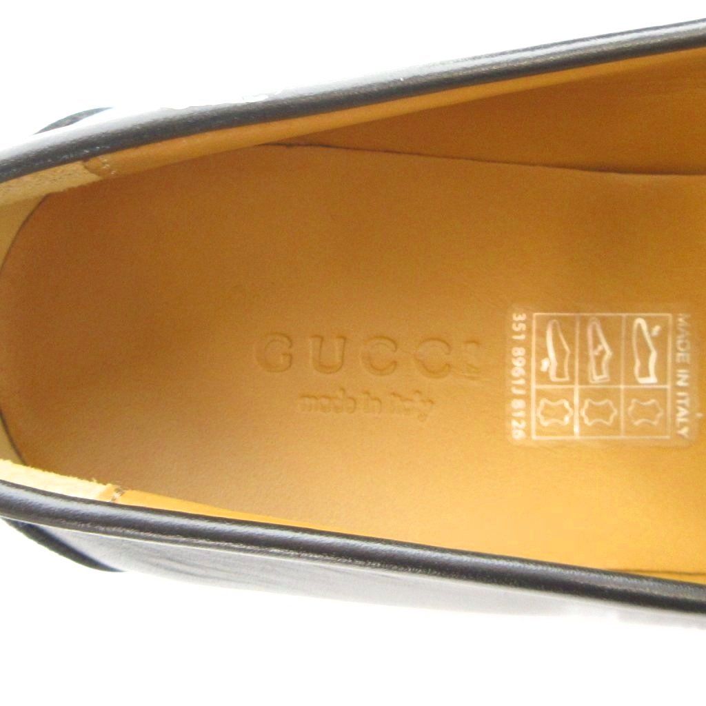 Gucci Platform Loafers Moccasins Horsebit Leather Logo Black 38 — view 7