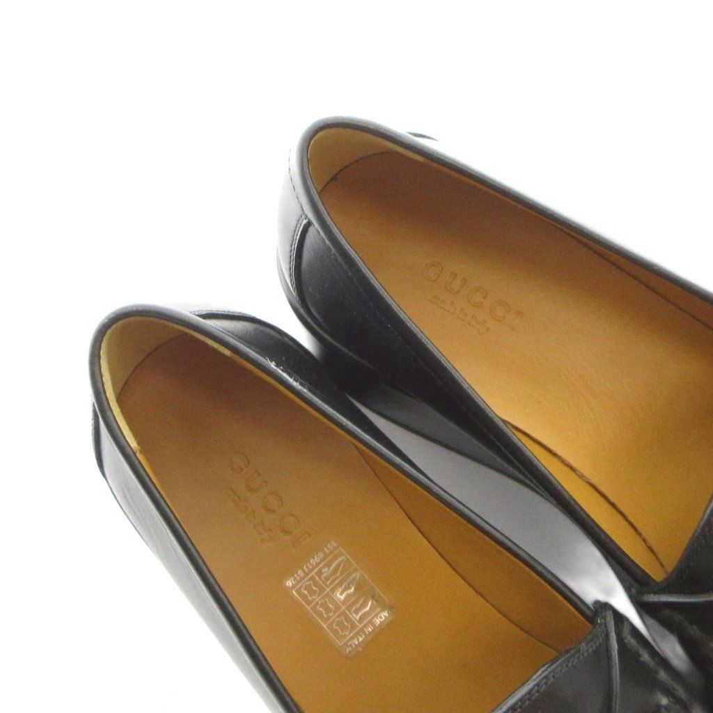 Gucci Platform Loafers Moccasins Horsebit Leather Logo Black 38 — view 4