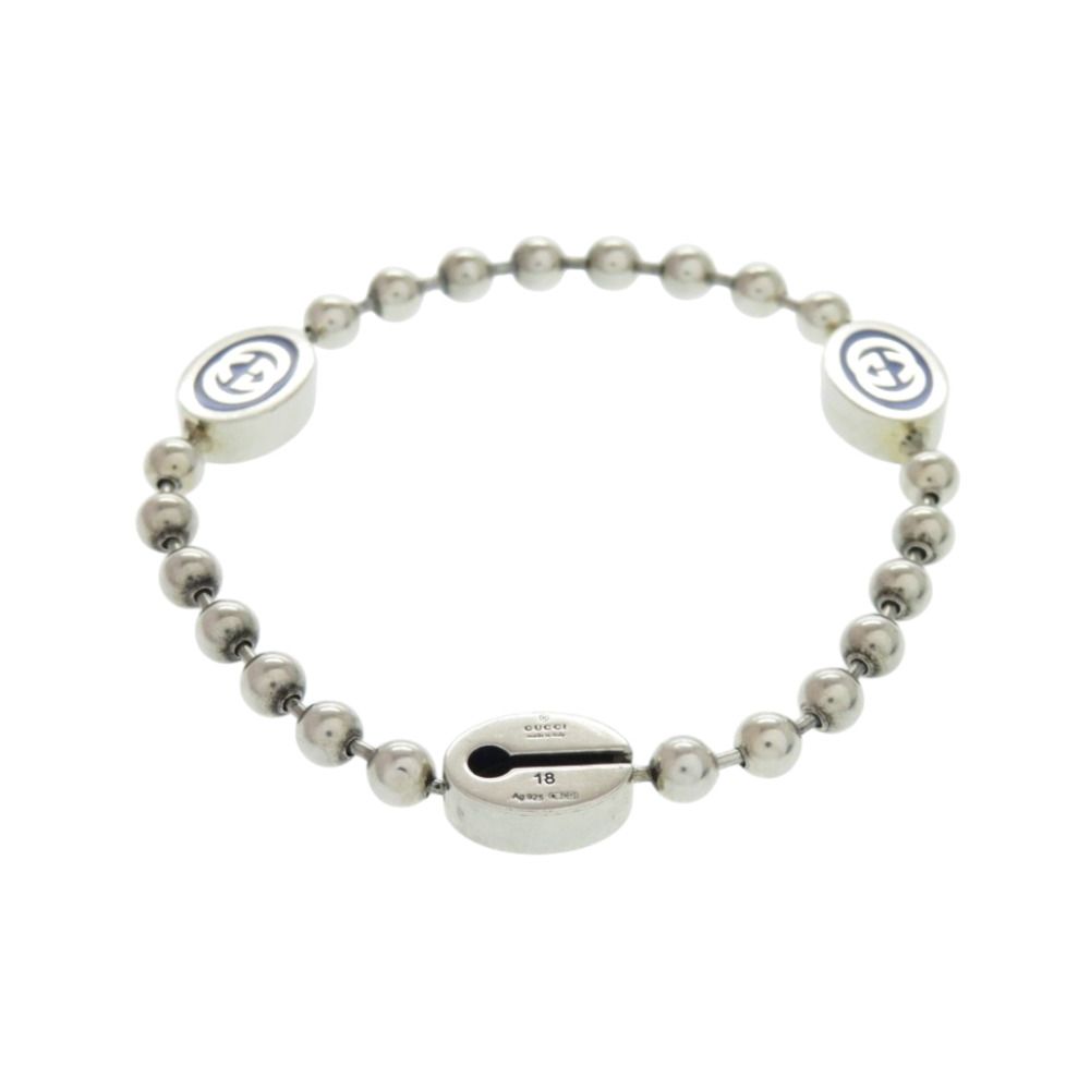 Gucci Ball Chain Bracelet Interlocking G 925 Sterling Silver Blue — view 2