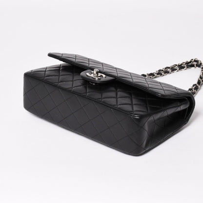 Chanel Quilted 25 Double Flap Chain Shoulder Bag Lambskin CC Logo Black Silver — view 7