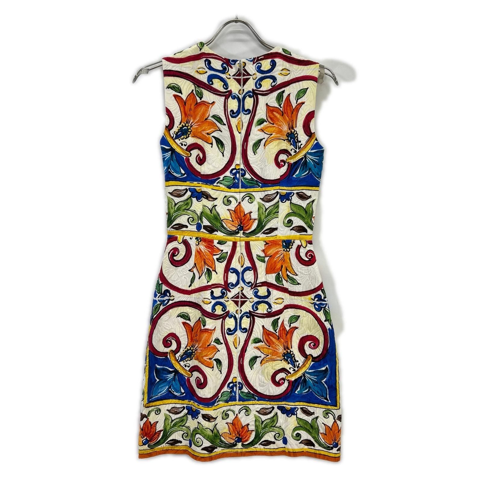 Dolce & Gabbana Multicolor Majolica Print Sleeveless Dress 36 — view 2