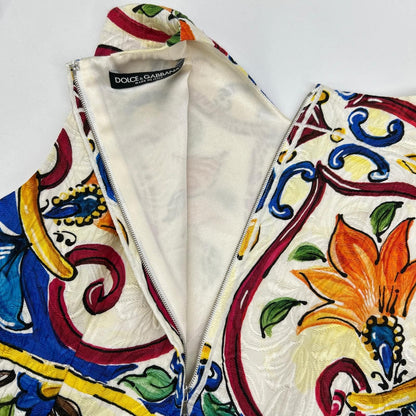 Dolce & Gabbana Multicolor Majolica Print Sleeveless Dress 36 — view 7