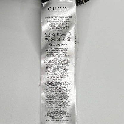 Gucci Black GG Pattern Gold Lame Long Wool Skirt XS — view 4