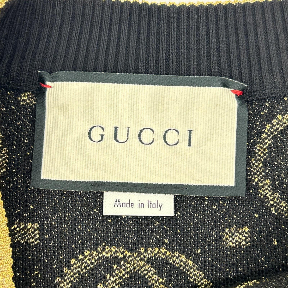 Gucci Black GG Pattern Gold Lame Long Wool Skirt XS — view 3