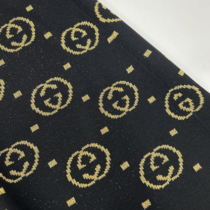 Gucci Black GG Pattern Gold Lame Long Wool Skirt XS — view 8