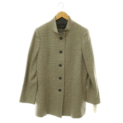 Loro Piana Leilian Cashmere Wool Blend High Neck Coat Mid Length 13 Ivory Gray