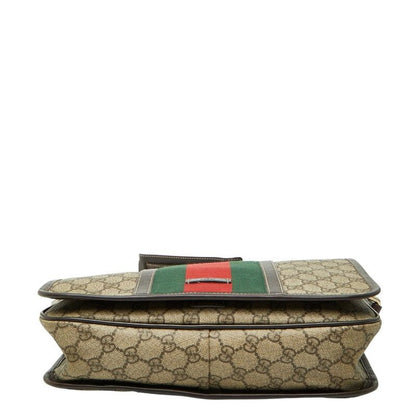 Gucci GG Supreme Sherry Line Messenger Bag Shoulder Back Beige Brown Leather — view 3