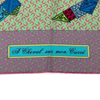 Hermes Carre 90 a Cheval Sur Mon Riding a Horse Scarf Large Multicolor Silk — view 3