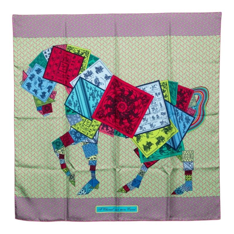 Hermes Carre 90 a Cheval Sur Mon Riding a Horse Scarf Large Multicolor Silk
