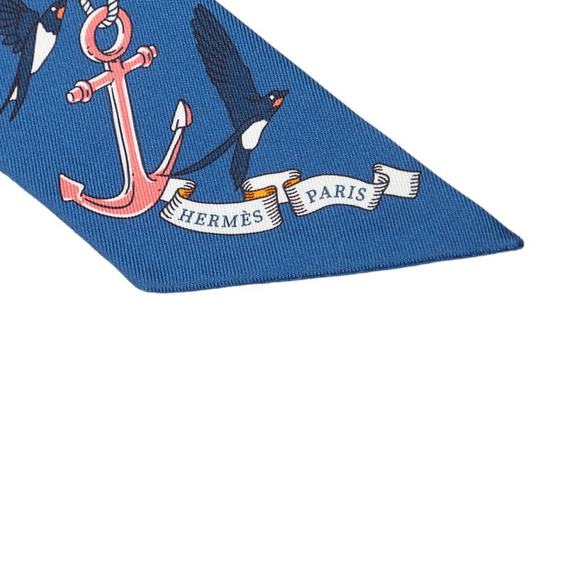 Hermes Twilly Sur Mon Nuage My Cloud Scarf Blue Multicolor Silk — view 3