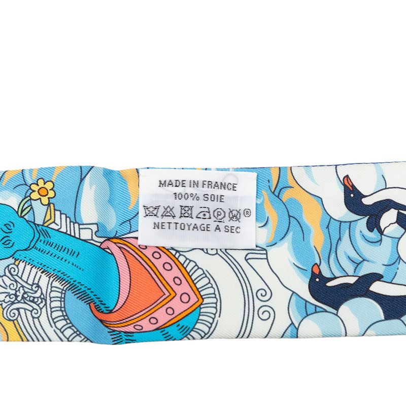 Hermes Twilly Sur Mon Nuage My Cloud Scarf Blue Multicolor Silk — view 4