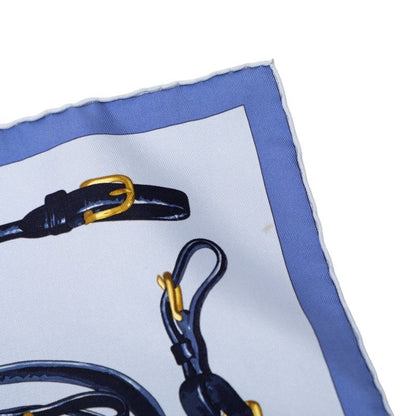 Hermes Carre 90 Brides Rebelles Horse Tackle Scarf Large Blue Multicolor Silk — view 4