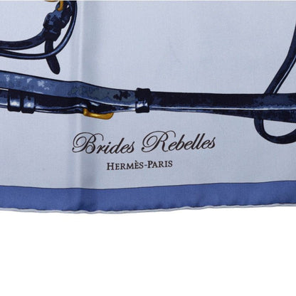 Hermes Carre 90 Brides Rebelles Horse Tackle Scarf Large Blue Multicolor Silk — view 3