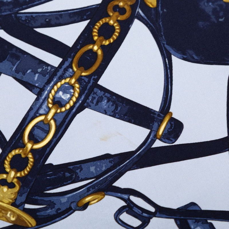 Hermes Carre 90 Brides Rebelles Horse Tackle Scarf Large Blue Multicolor Silk — view 5