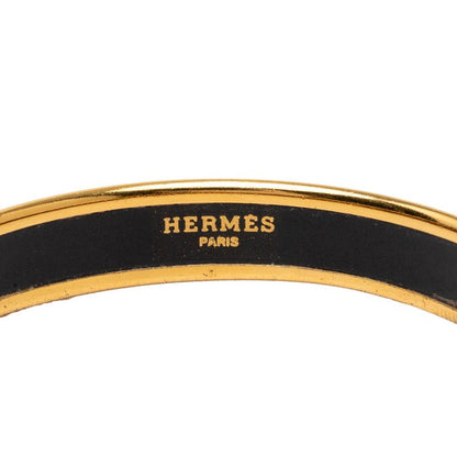 Hermes Enamel PM Cloisonne Bangle Gold Black Multicolor Plated Bracelet — view 4