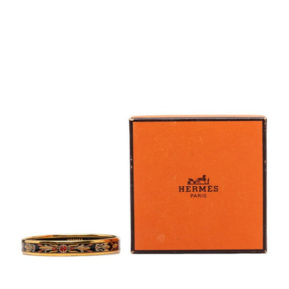 Hermes Enamel PM Cloisonne Bangle Gold Black Multicolor Plated Bracelet — view 6