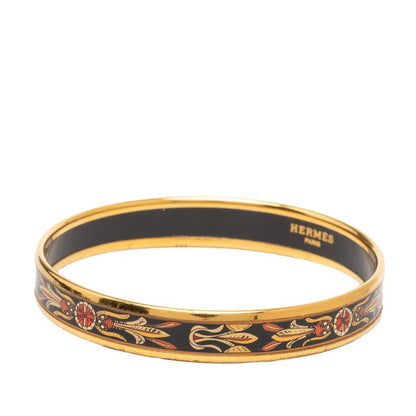 Hermes Enamel PM Cloisonne Bangle Gold Black Multicolor Plated Bracelet — view 2