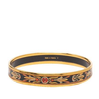Hermes Enamel PM Cloisonne Bangle Gold Black Multicolor Plated Bracelet — view 3