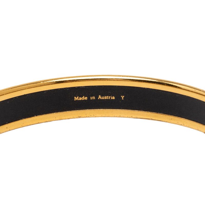 Hermes Enamel PM Cloisonne Bangle Gold Black Multicolor Plated Bracelet — view 5