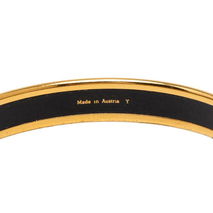 Hermes Enamel PM Cloisonne Bangle Gold Black Multicolor Plated Bracelet — view 5