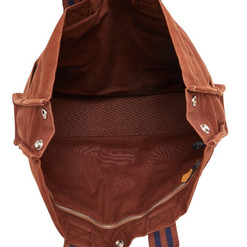 Hermes Full Toe MM Tote Bag Brown Canvas — view 8