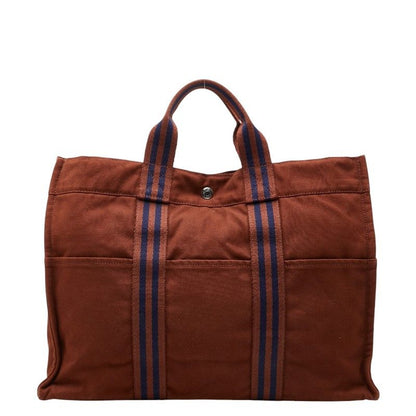 Hermes Full Toe MM Tote Bag Brown Canvas