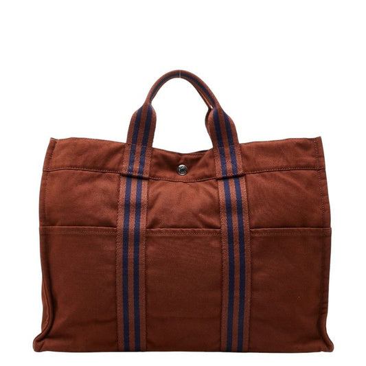 Hermes Full Toe MM Tote Bag Brown Canvas
