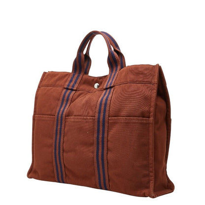 Hermes Full Toe MM Tote Bag Brown Canvas — view 2