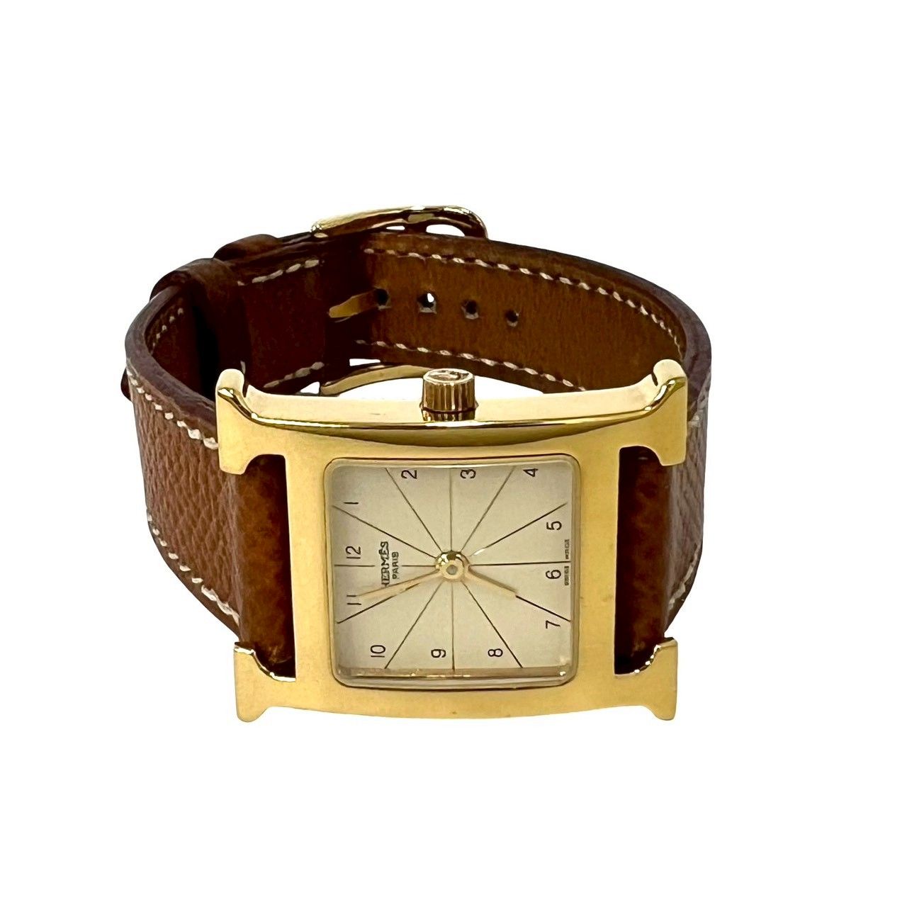 Hermes Watch Veau Epsom Quartz Gold — view 7