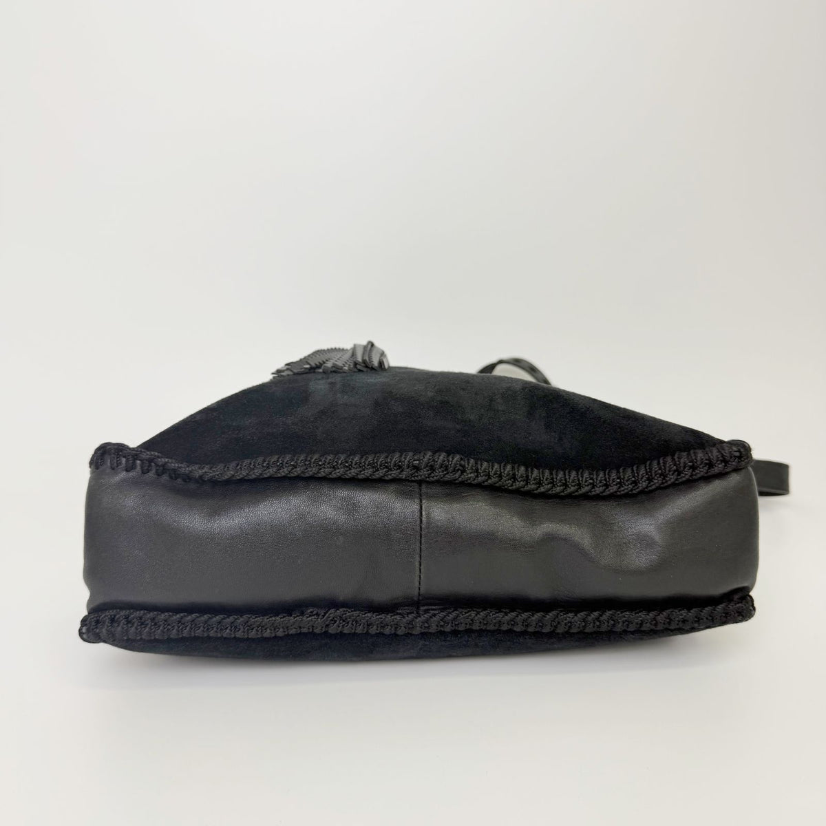 Prada Tassel Drawstring Shoulder Bag Suede Leather Black Vintage — view 7