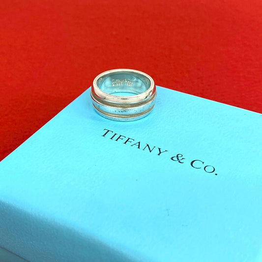 Tiffany & Co Vintage Groove Double Line Ring 925 Sterling Silver