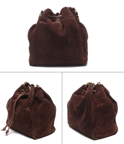 Chanel Shoulder Bag Crossbody Gold Suede — view 2