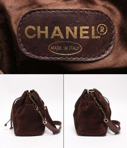 Chanel Shoulder Bag Crossbody Gold Suede — view 4