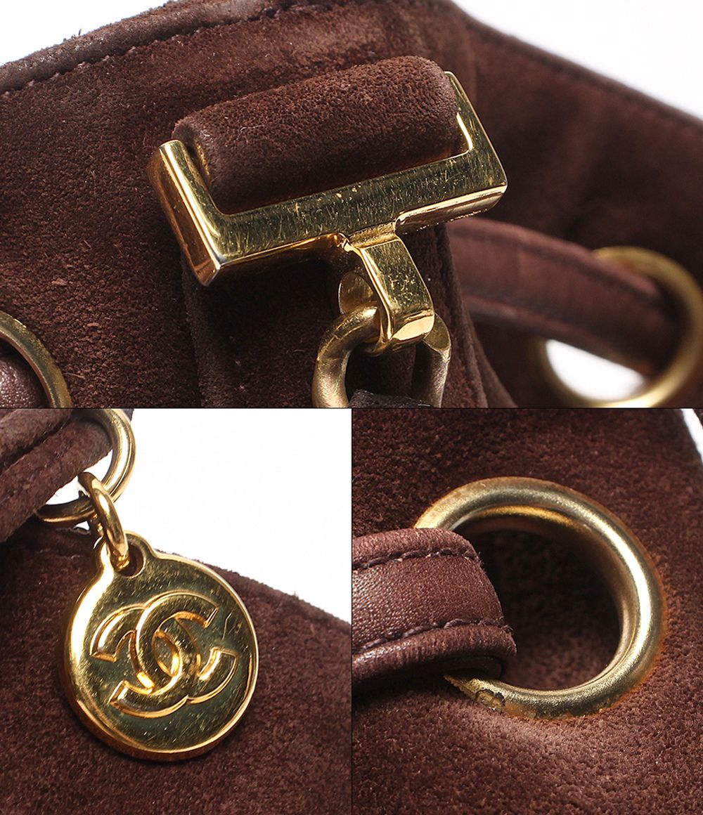 Chanel Shoulder Bag Crossbody Gold Suede — view 6
