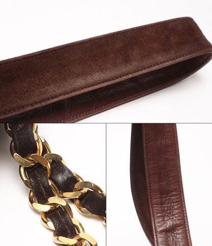 Chanel Shoulder Bag Crossbody Gold Suede — view 7