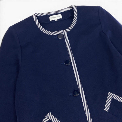 Saint Laurent Knit Coat Striped Pattern L Navy — view 5