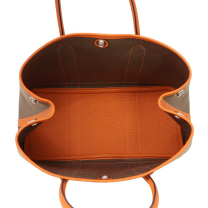 Hermes Tote Bag Garden Party TPM Etoupe Orange Silver Toile Officier Negonda — view 5