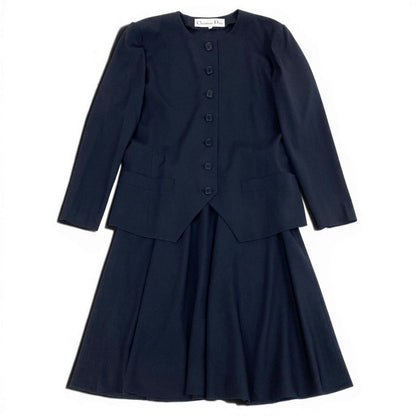 Dior Set Skirt Suit Color Jacket Flare 13 Navy — view 2