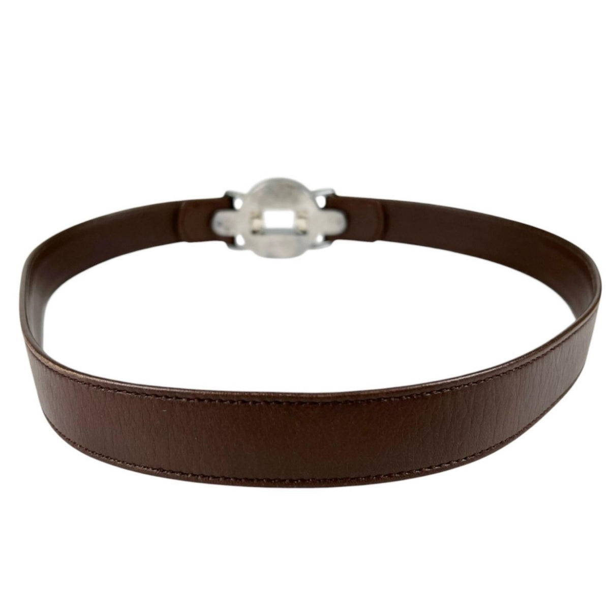 Chanel Belt Logo Circle Buckle Brown Front — view 3