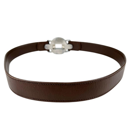 Chanel Belt Logo Circle Buckle Brown Front — view 3